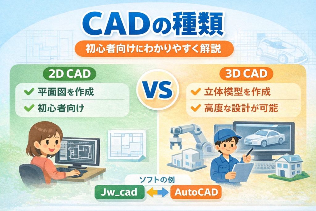 ２Dと３DとのCADの種類
